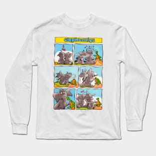 two elephants and a funny turtle vintage retro Long Sleeve T-Shirt